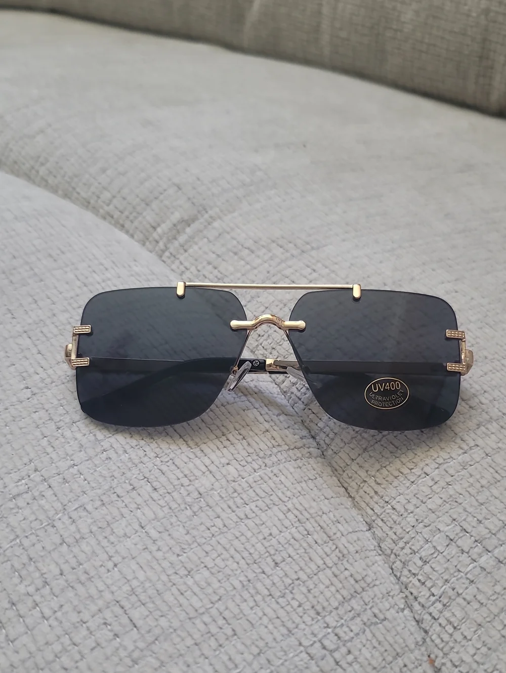 NEW Gold Frame Rimless Sunglasses